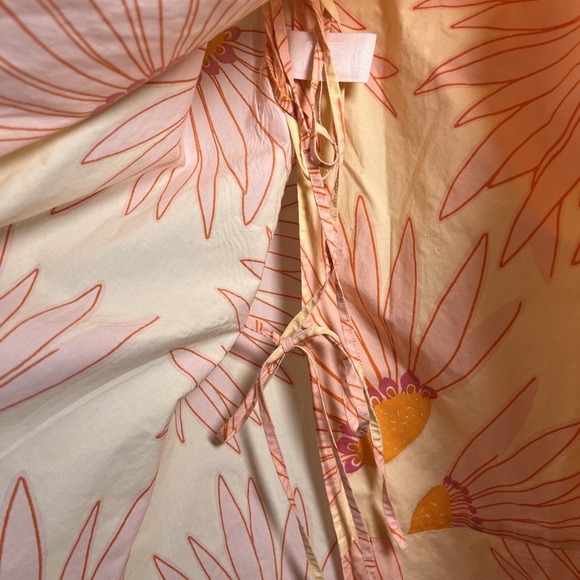 Kate Spade Grand Daisy Floral Puff Sleeve Midi Wrap Dress Size 4 Pink & Orange - Picture 9 of 11